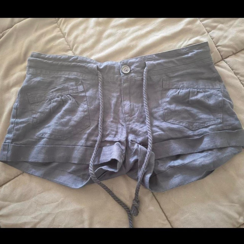 Heritage 1981 Size 5 Navy Blue linen shorts with rope drawstring belt